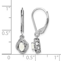 Sterling Silver Rhodium-plated Diam. & Created Opal Earrings view 4