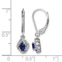 Sterling Silver Rhodium-plated Diam. & Created Sapphire Earrings view 4