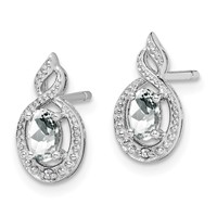 Sterling Silver Rhodium-plated White Topaz & Diam. Earrings view 2