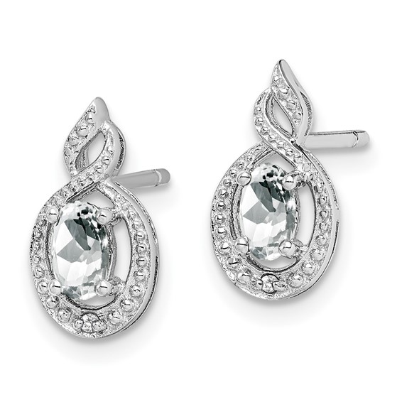 Oval Gemstone and Diamond Post Earrings