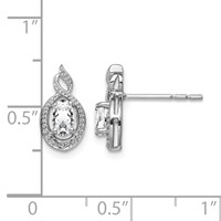 Sterling Silver Rhodium-plated White Topaz & Diam. Earrings view 4