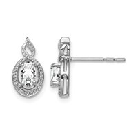 Sterling Silver Rhodium-plated White Topaz & Diam. Earrings view 1