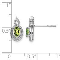 Sterling Silver Rhodium-plated Peridot & Diam. Earrings view 4