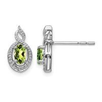 Sterling Silver Rhodium-plated Peridot & Diam. Earrings view 1