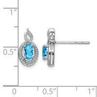 Sterling Silver Rhodium-plated Light Swiss Blue Topaz & Diam. Earrings view 4