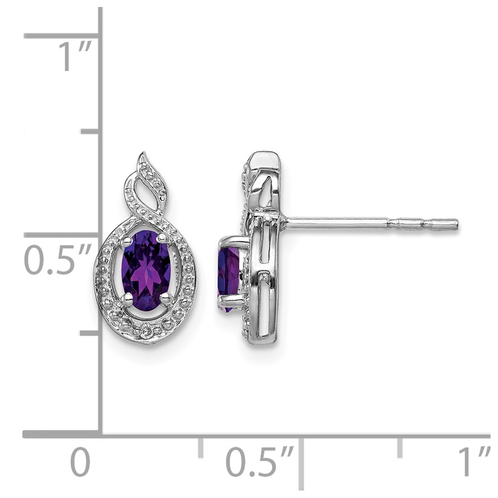 Sterling Silver Rhodium-plated Amethyst & Diam. Earrings (QBE18FEB)