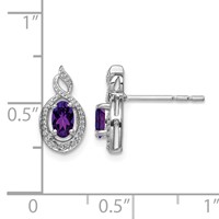 Sterling Silver Rhodium-plated Amethyst & Diam. Earrings view 4