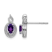 Sterling Silver Rhodium-plated Amethyst & Diam. Earrings view 1