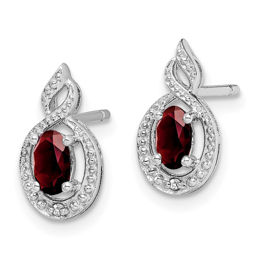 Sterling Silver Rhodium-plated Garnet & Diam. Earrings (QBE18JAN)