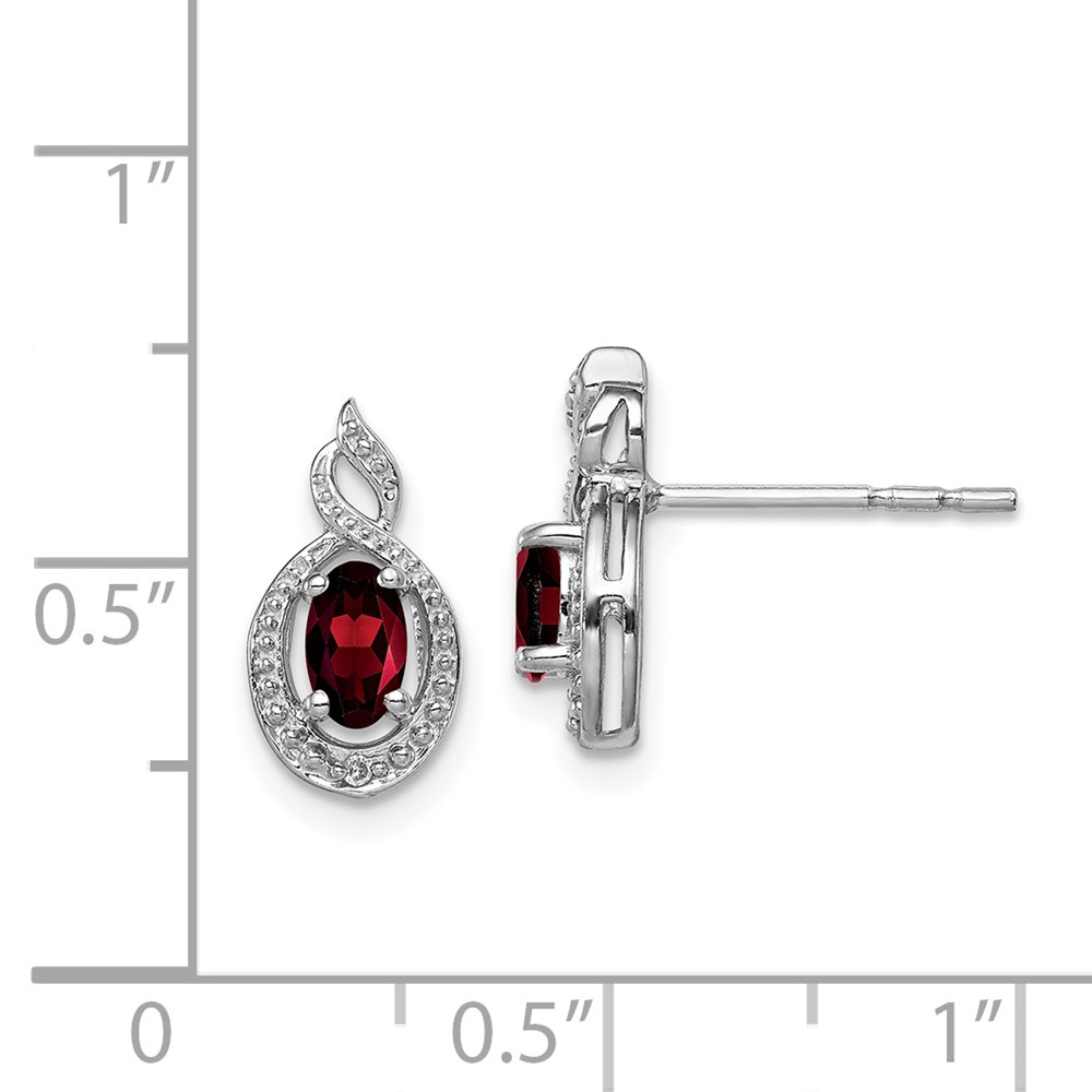 Sterling Silver Rhodium-plated Garnet & Diam. Earrings (QBE18JAN)