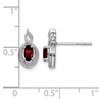 Sterling Silver Rhodium-plated Garnet & Diam. Earrings view 4