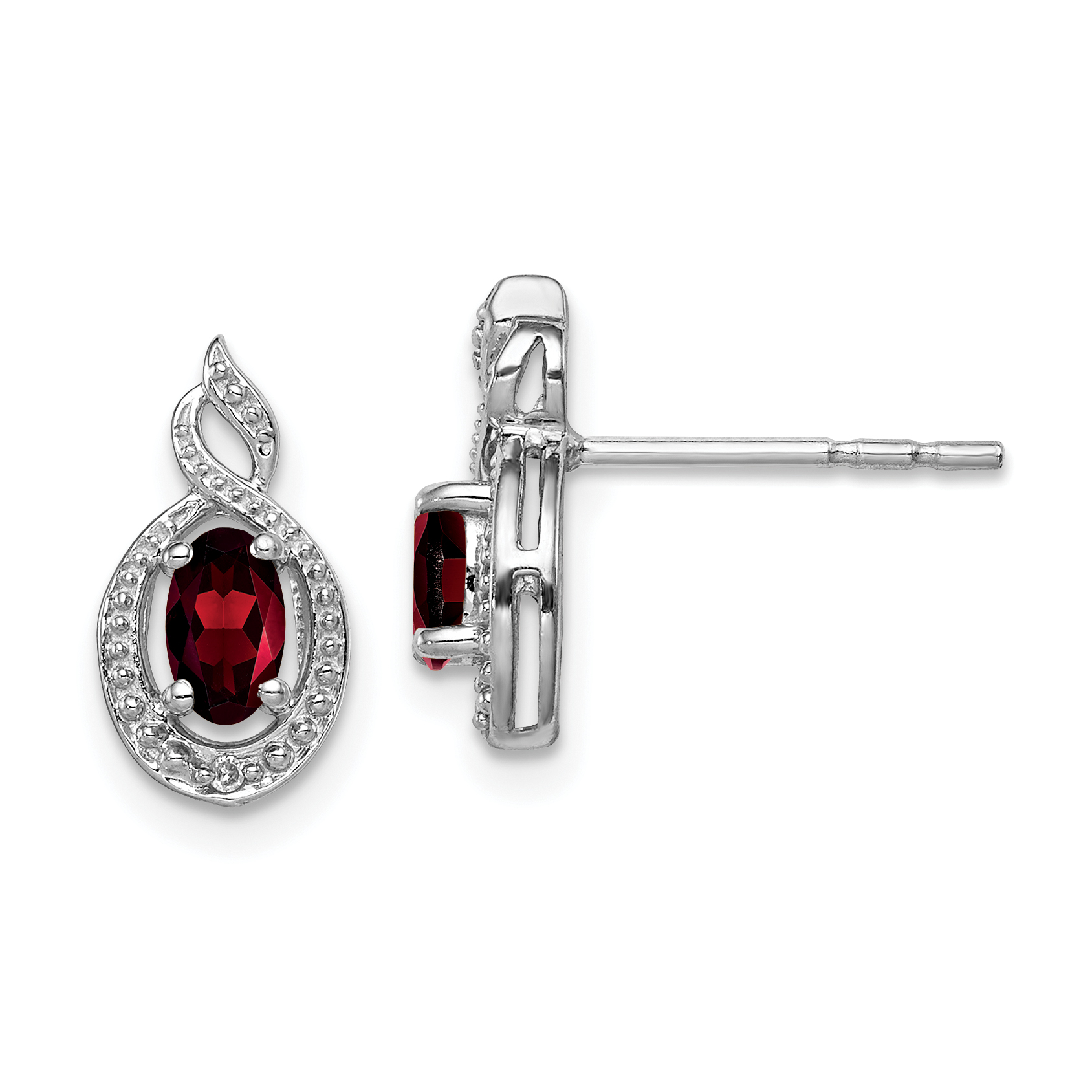 Sterling Silver Rhodium-plated Garnet & Diam. Earrings (QBE18JAN)