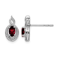 Sterling Silver Rhodium-plated Garnet & Diam. Earrings view 1