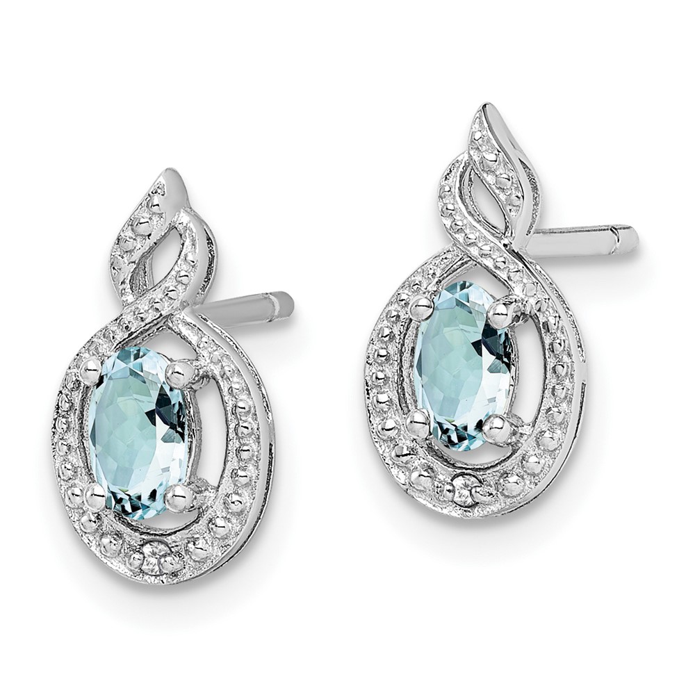 Sterling Silver Rhodium-plated Aquamarine & Diam. Earrings (QBE18MAR)