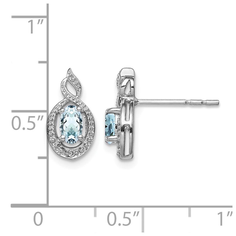 Sterling Silver Rhodium-plated Aquamarine & Diam. Earrings (QBE18MAR)