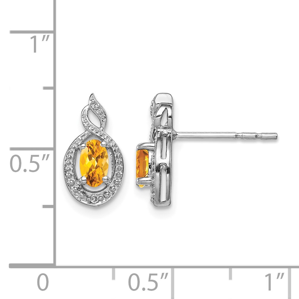 Sterling Silver Rhodium-plated Citrine & Diam. Earrings (QBE18NOV)