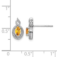 Sterling Silver Rhodium-plated Citrine & Diam. Earrings view 4