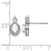 Sterling Silver Rhodium-plated Created Opal & Diam. Earrings view 4