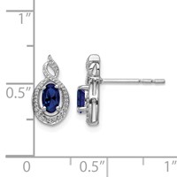 Sterling Silver Rhodium-plated Created Sapphire & Diam. Earrings view 4