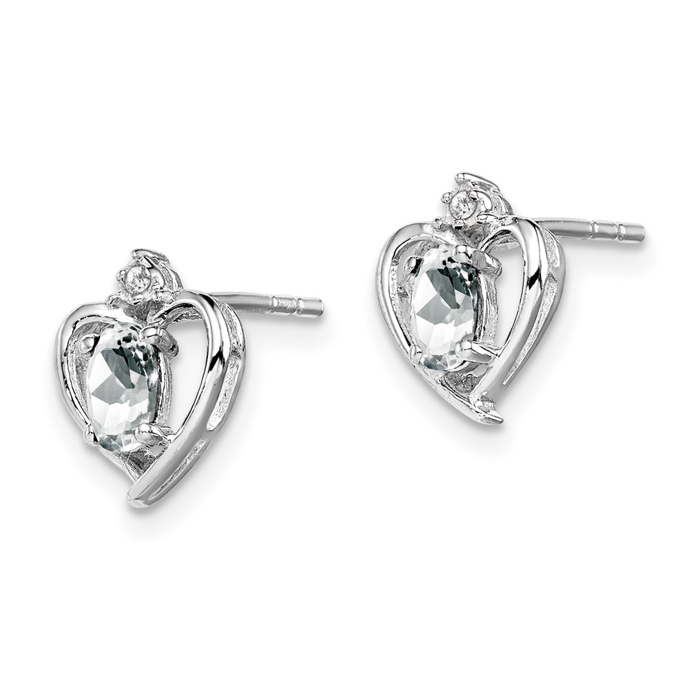 Sterling Silver Rhodium-plated White Topaz & Diam. Earrings (QBE19APR)