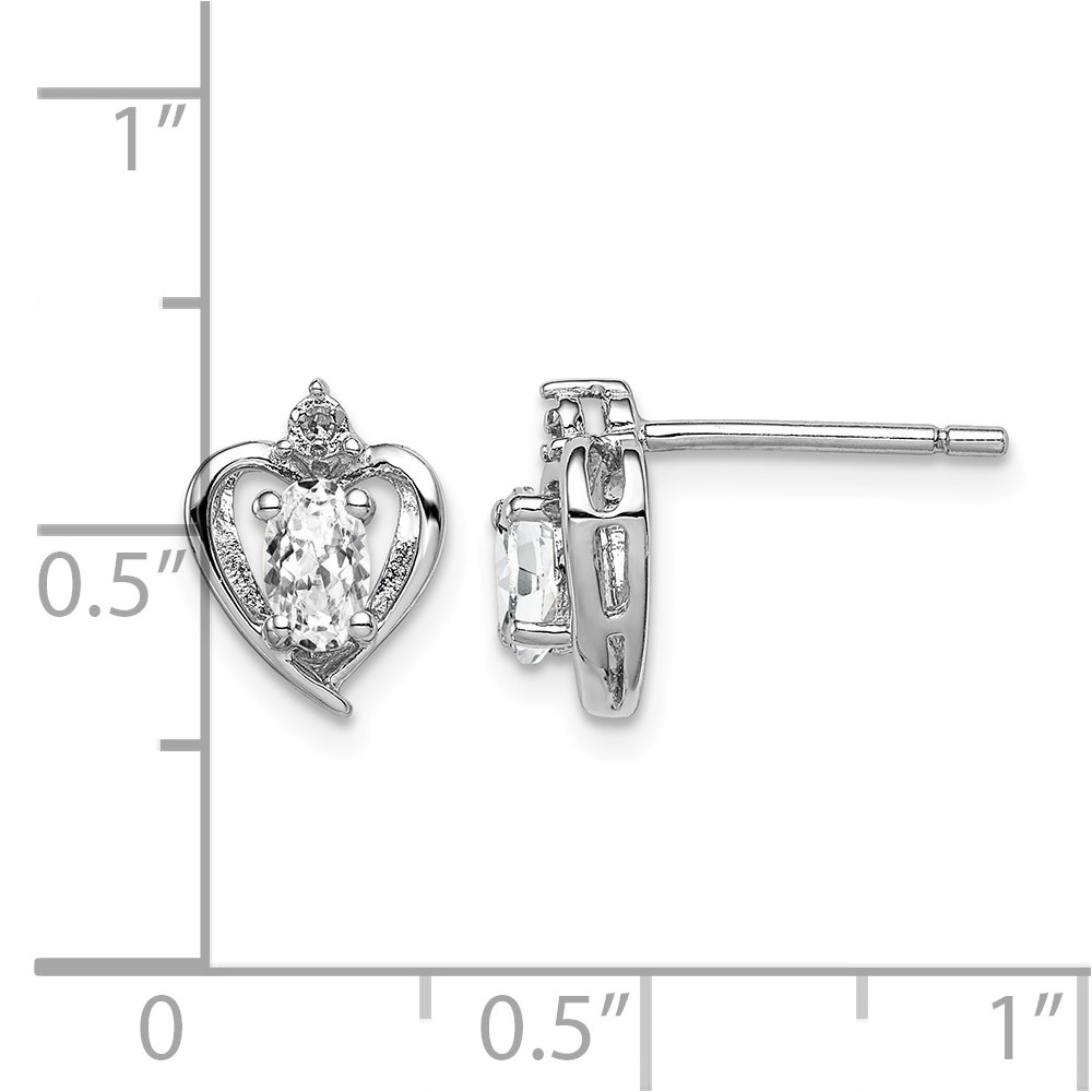 Sterling Silver Rhodium-plated White Topaz & Diam. Earrings (QBE19APR)