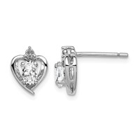 Sterling Silver Rhodium-plated White Topaz & Diam. Earrings view 1