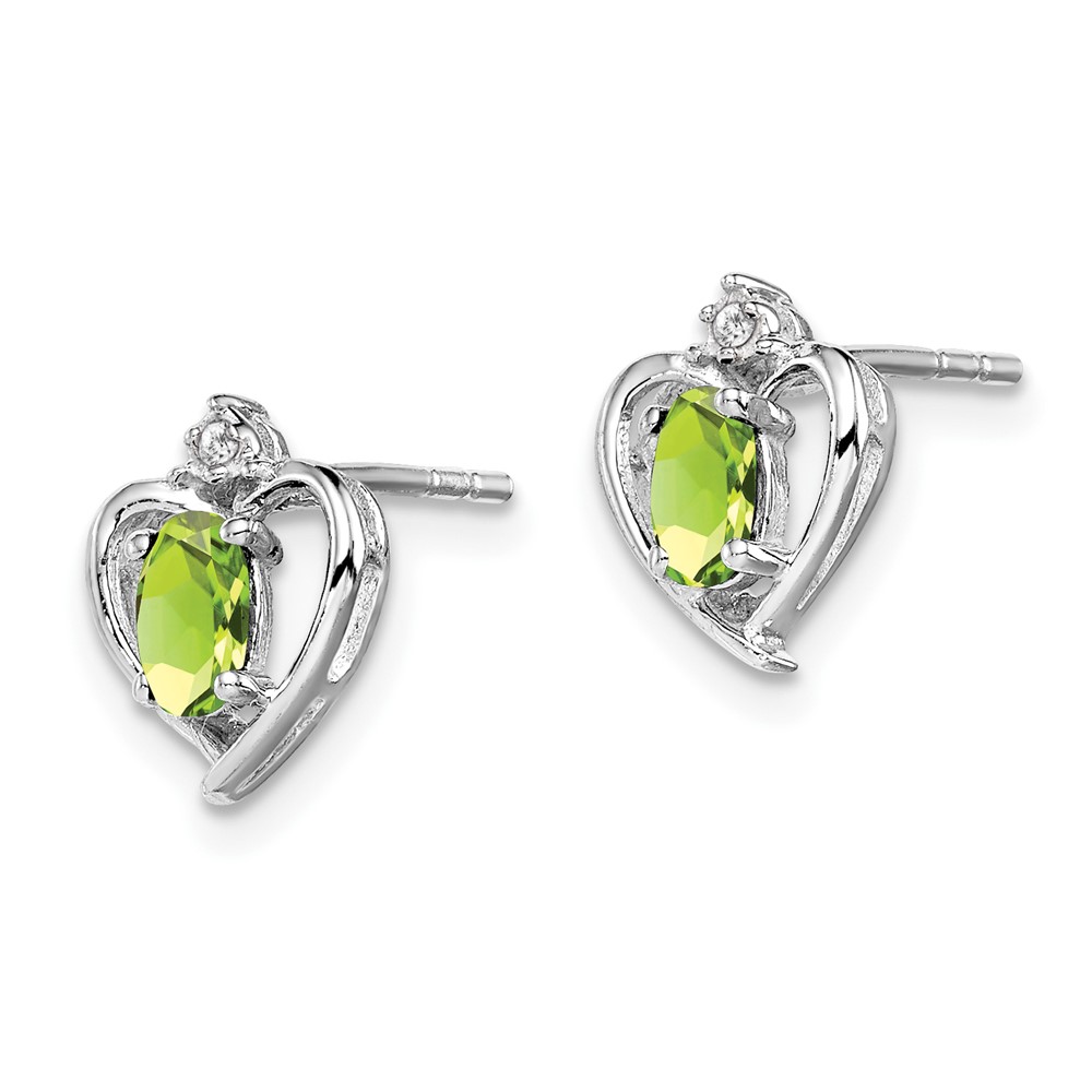 Sterling Silver Rhodium-plated Peridot & Diam. Earrings (QBE19AUG)