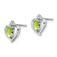 Sterling Silver Rhodium-plated Peridot & Diam. Earrings view 2