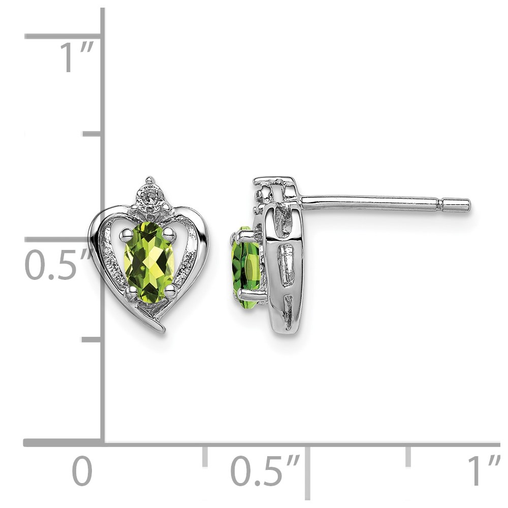 Sterling Silver Rhodium-plated Peridot & Diam. Earrings (QBE19AUG)