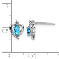 Sterling Silver Rhodium-plated Light Swiss Blue Topaz & Diam. Earrings view 4