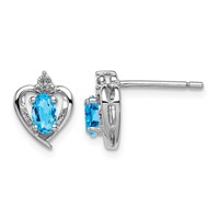 Sterling Silver Rhodium-plated Light Swiss Blue Topaz & Diam. Earrings view 1
