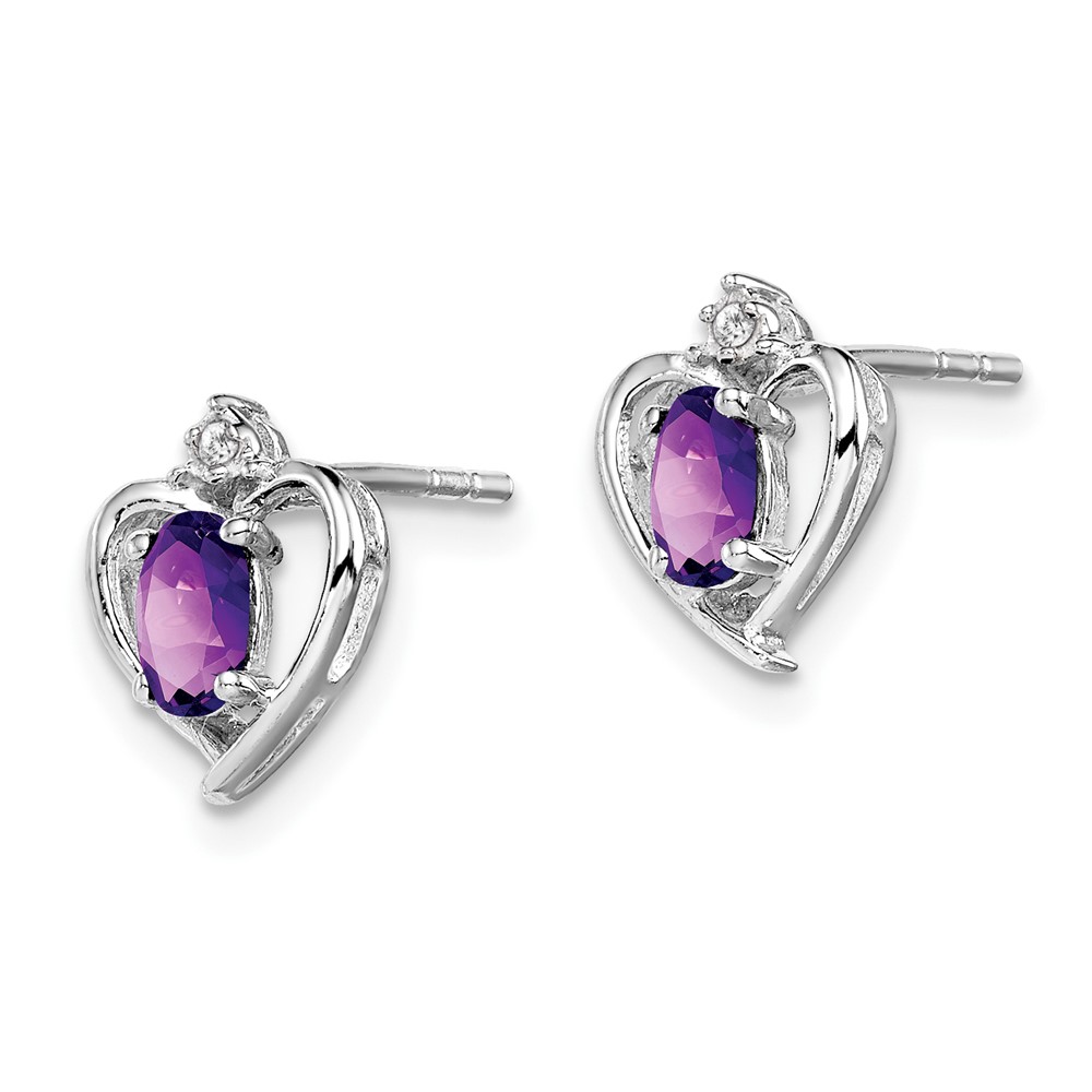 Sterling Silver Rhodium-plated Amethyst & Diam. Earrings (QBE19FEB)