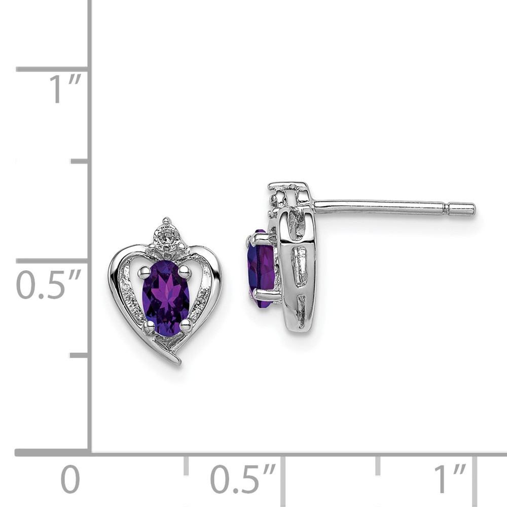 Sterling Silver Rhodium-plated Amethyst & Diam. Earrings (QBE19FEB)