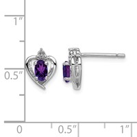 Sterling Silver Rhodium-plated Amethyst & Diam. Earrings view 4