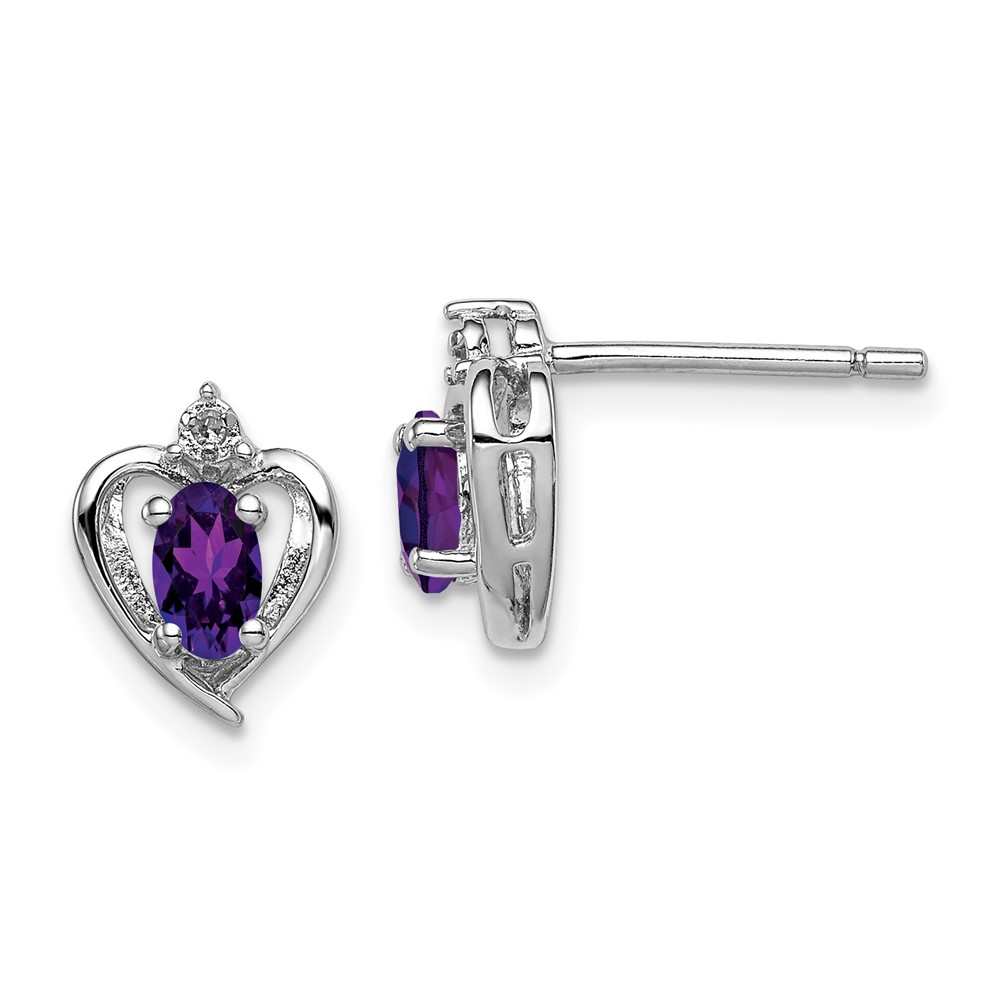 Sterling Silver Rhodium-plated Amethyst & Diam. Earrings (QBE19FEB)