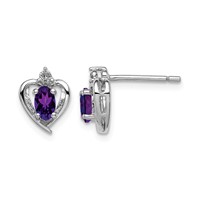 Sterling Silver Rhodium-plated Amethyst & Diam. Earrings view 1