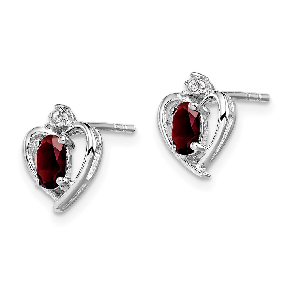 Sterling Silver Rhodium-plated Garnet & Diam. Earrings (QBE19JAN)