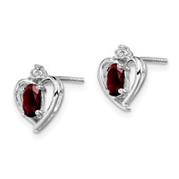 Sterling Silver Rhodium-plated Garnet & Diam. Earrings view 2