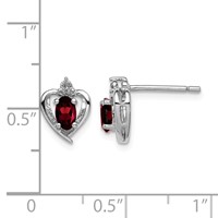 Sterling Silver Rhodium-plated Garnet & Diam. Earrings view 4