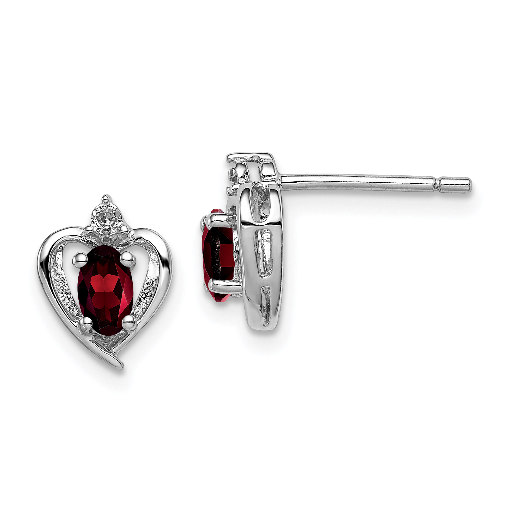Sterling Silver Rhodium-plated Garnet & Diam. Earrings (QBE19JAN)