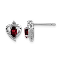 Sterling Silver Rhodium-plated Garnet & Diam. Earrings view 1
