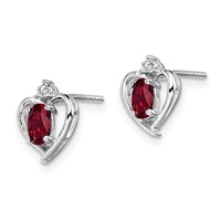 Sterling Silver Rhodium-plated Created Ruby & Diam. Earrings view 2