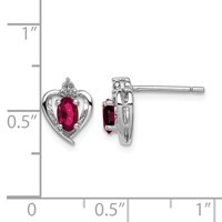 Sterling Silver Rhodium-plated Created Ruby & Diam. Earrings view 4