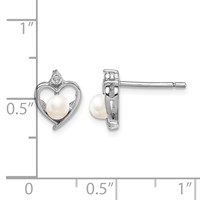 Sterling Silver Rhodium-plated FW Cultured Pearl & Diam. Earrings view 4