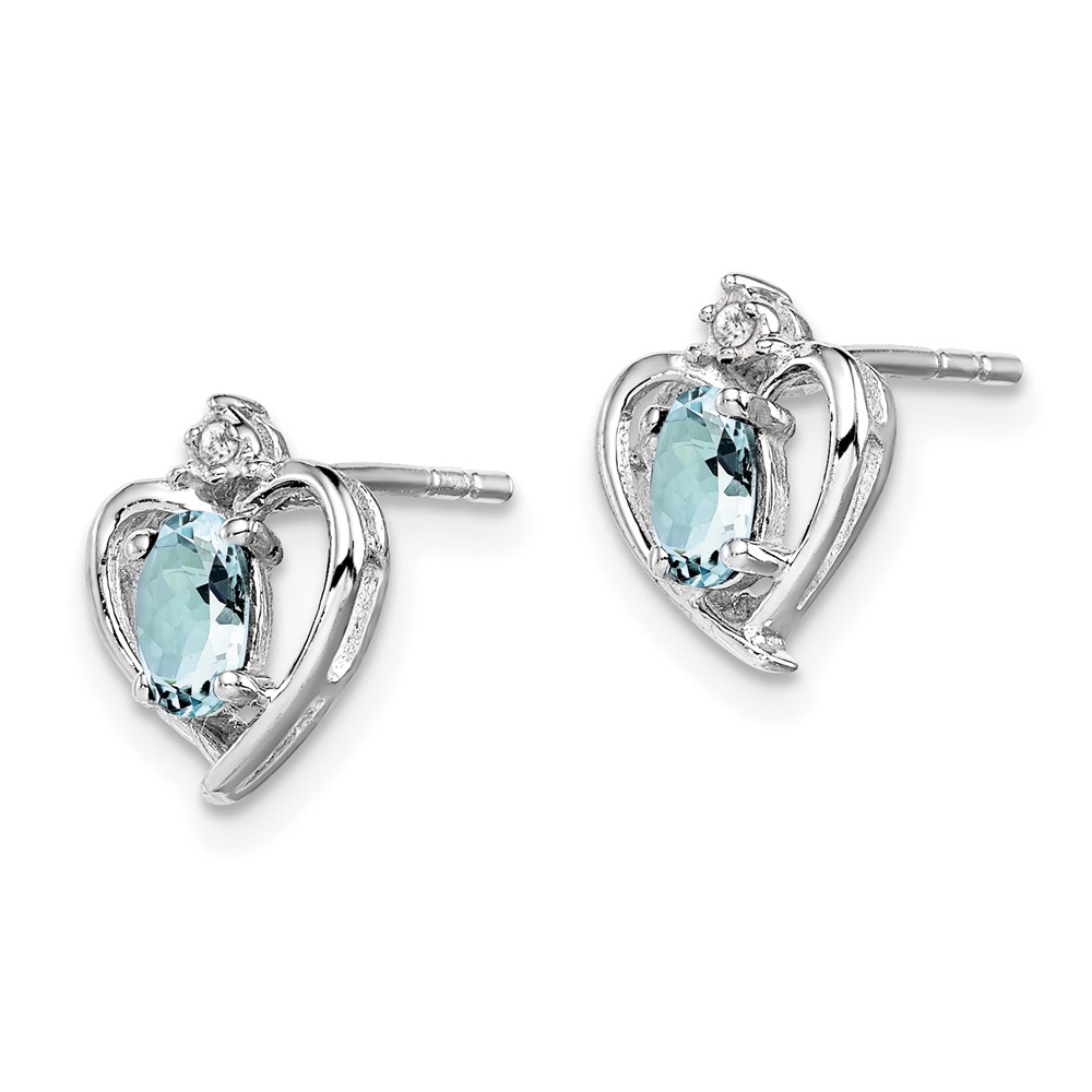 Sterling Silver Rhodium-plated Aquamarine & Diam. Earrings (QBE19MAR)
