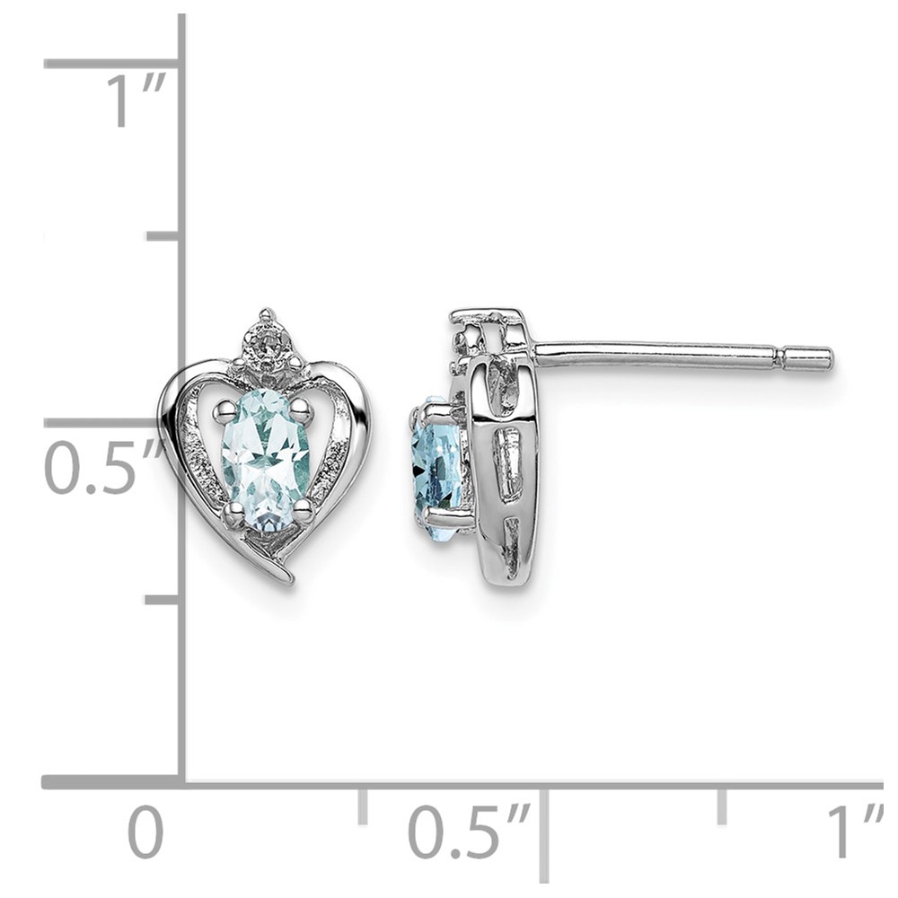 Sterling Silver Rhodium-plated Aquamarine & Diam. Earrings (QBE19MAR)
