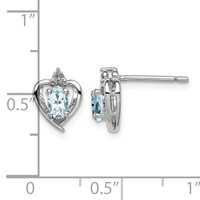 Sterling Silver Rhodium-plated Aquamarine & Diam. Earrings view 4