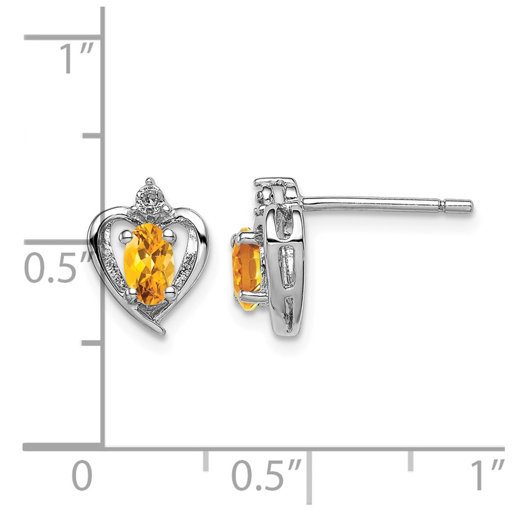 Sterling Silver Rhodium-plated Citrine & Diam. Earrings (QBE19NOV)