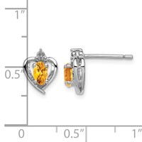 Sterling Silver Rhodium-plated Citrine & Diam. Earrings view 4