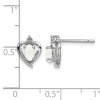 Sterling Silver Rhodium-plated Created Opal & Diam. Earrings view 4